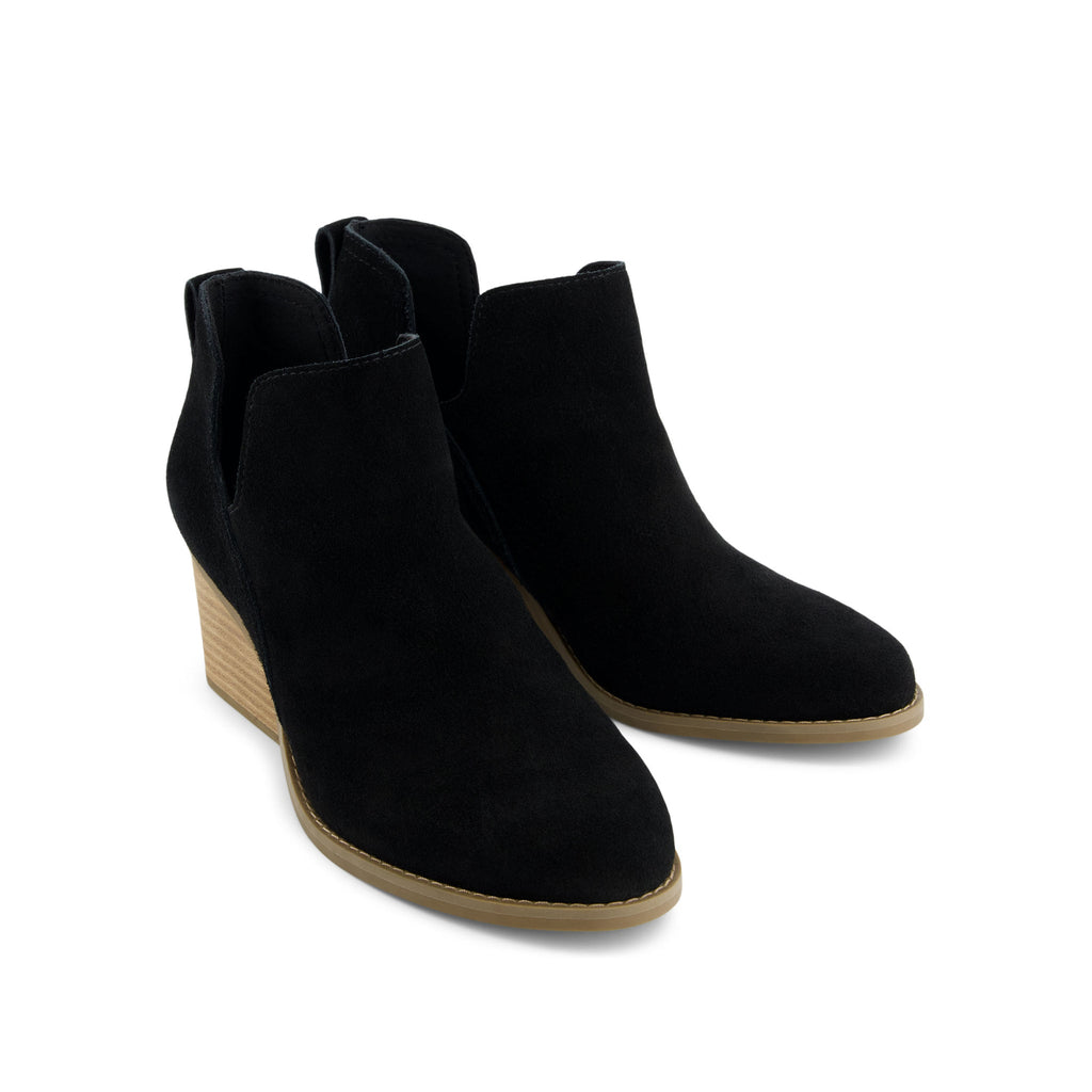 Gwen Black Suede Wedge Boot Front View