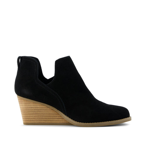 Gwen Black Suede Wedge Boot Side View