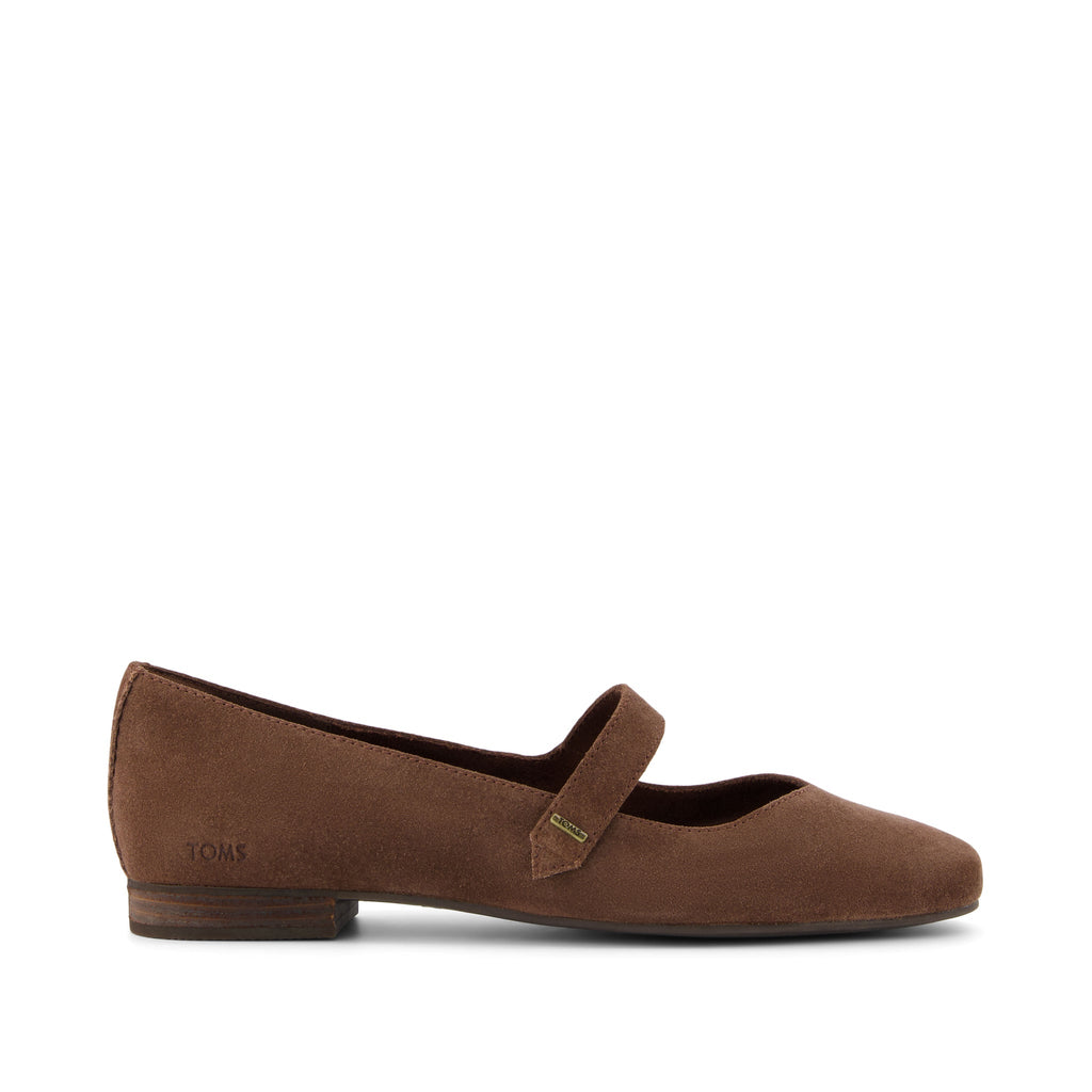 Bianca Dark Brown Suede Flat Side View