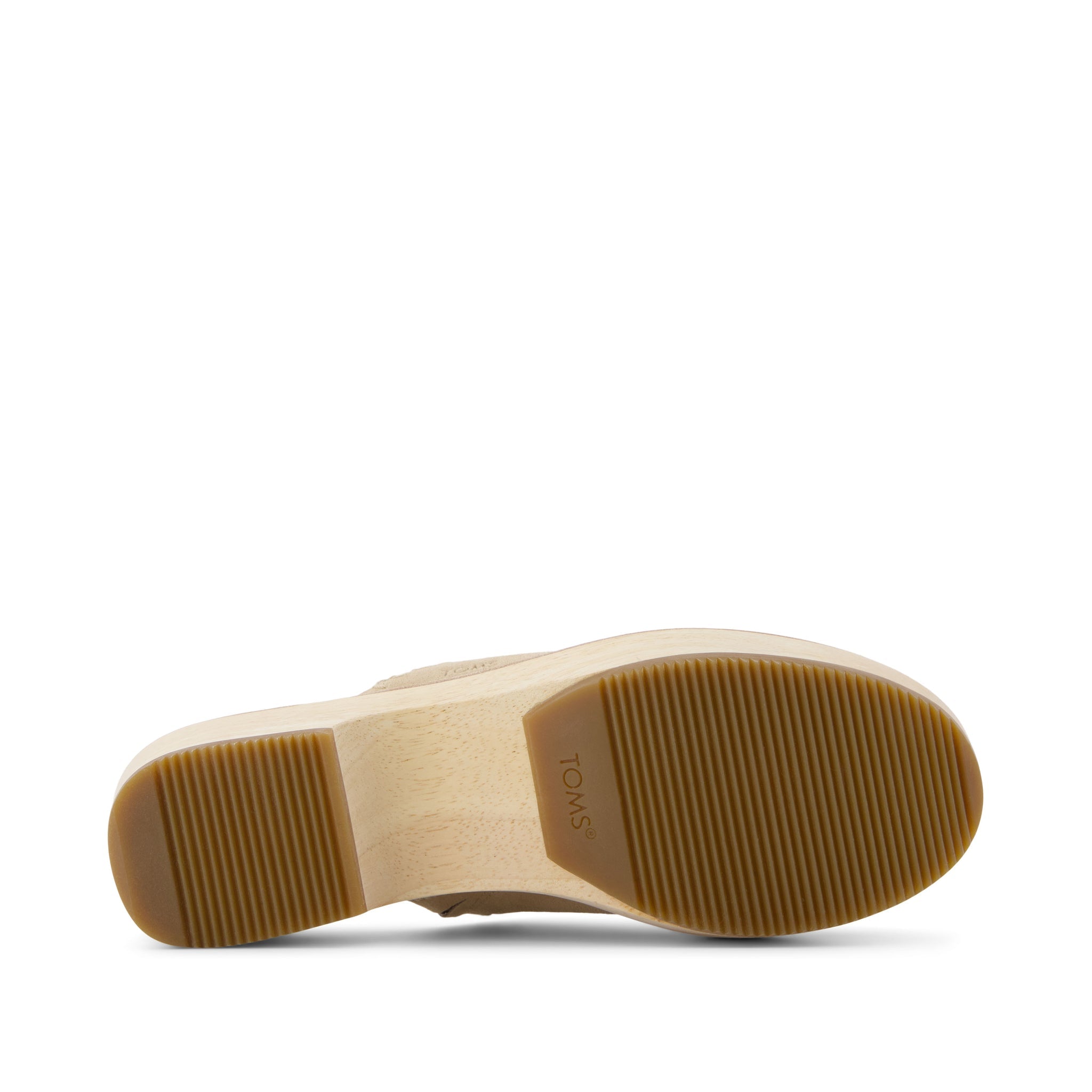 Addison Natural Suede Deco Stitch Clog Heel Bottom Sole View