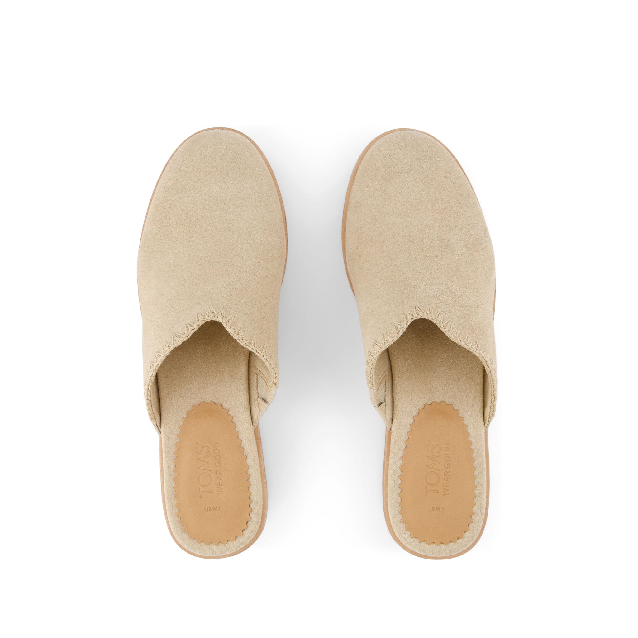 Addison Natural Suede Deco Stitch Clog Heel Top View