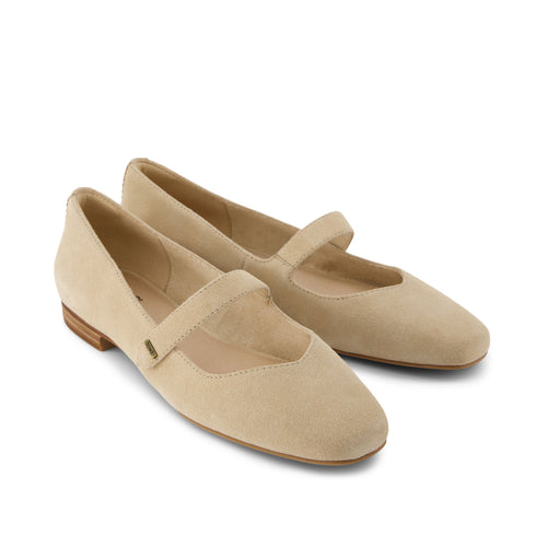 Bianca Natural Suede Flat Front View