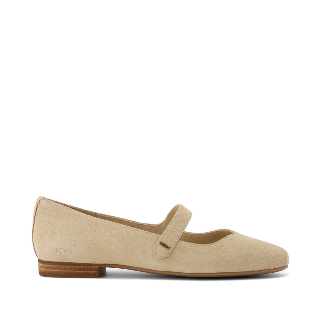 Bianca Natural Suede Flat Side View