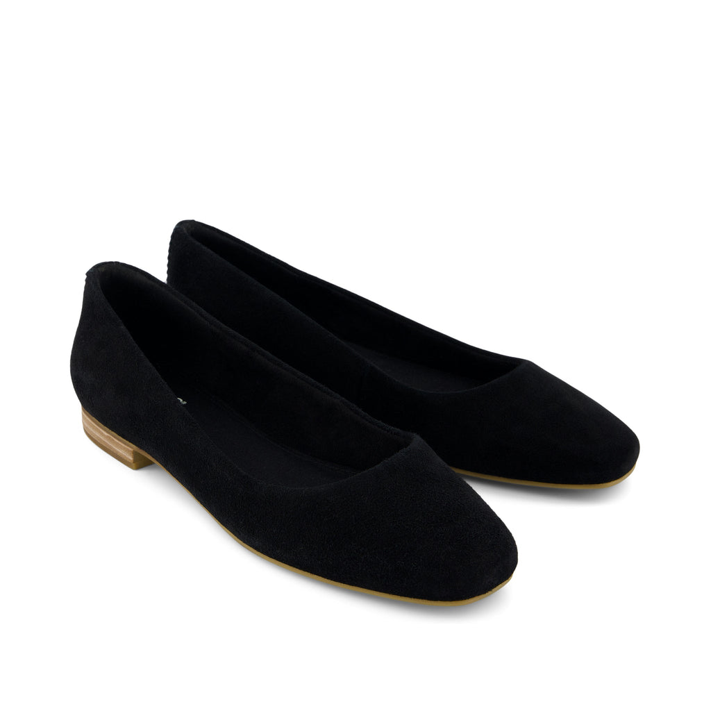 Briella Black Suede Flat Front View