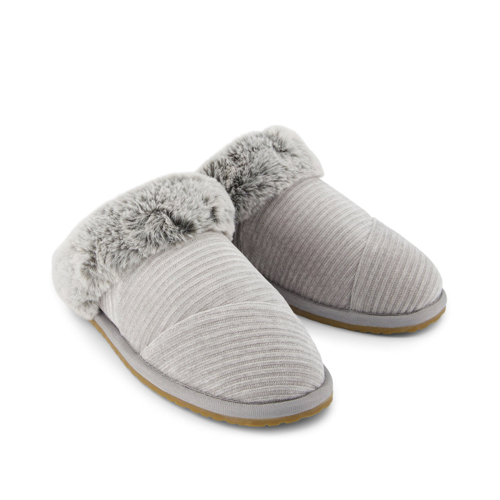 Valerie Slipper - Drizzle Grey Rib Knit Front View