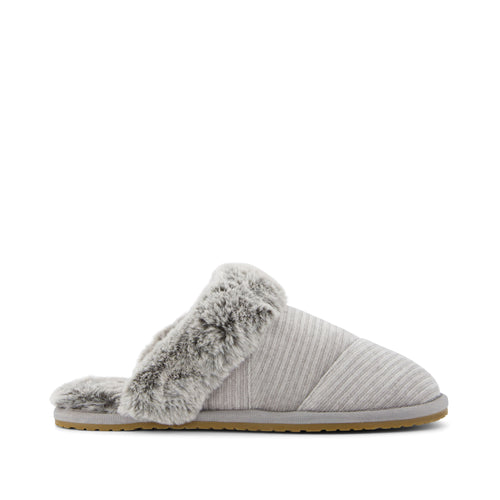 Valerie Slipper - Drizzle Grey Rib Knit Side View