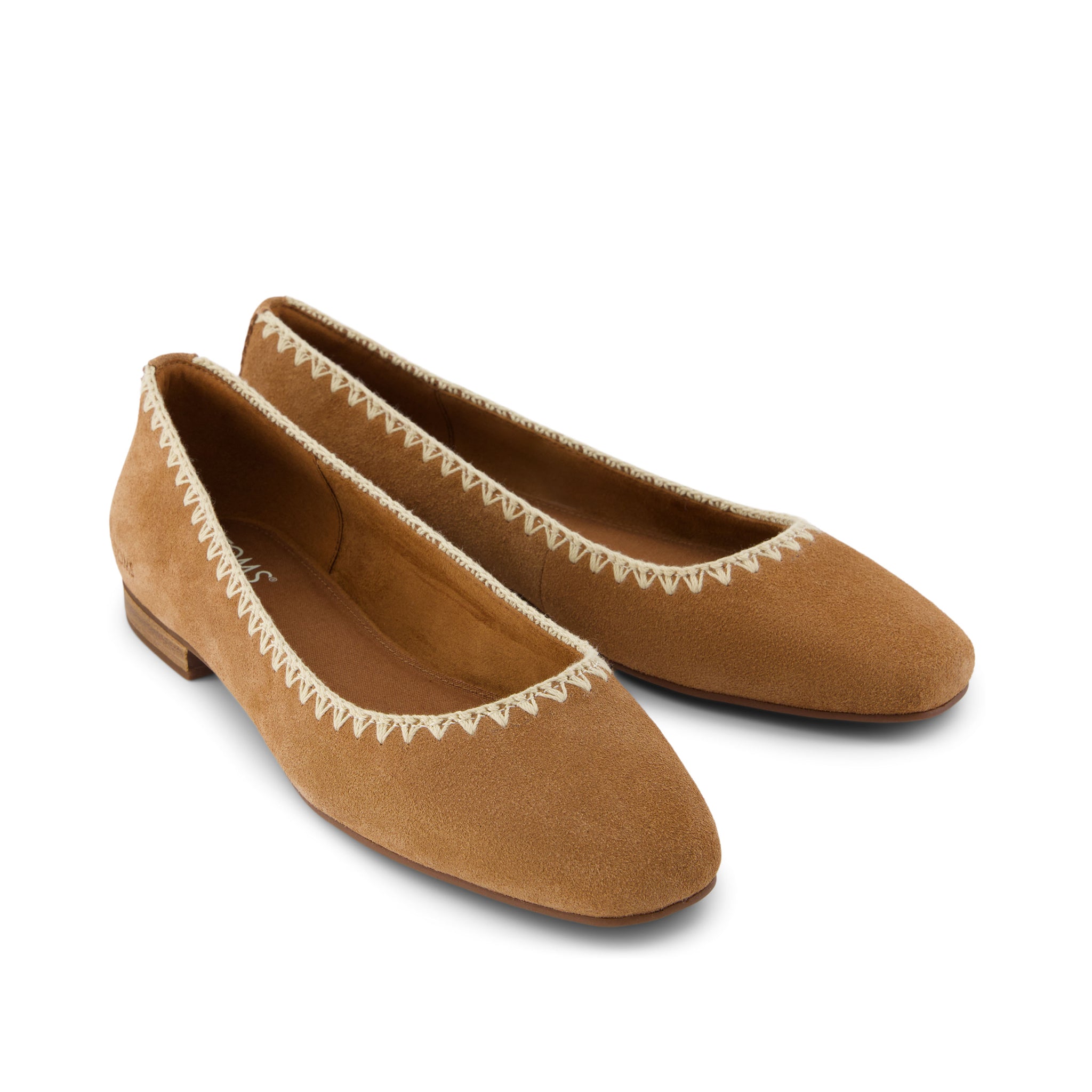 Briella Brown Deco Stitch Suede Flat Front View