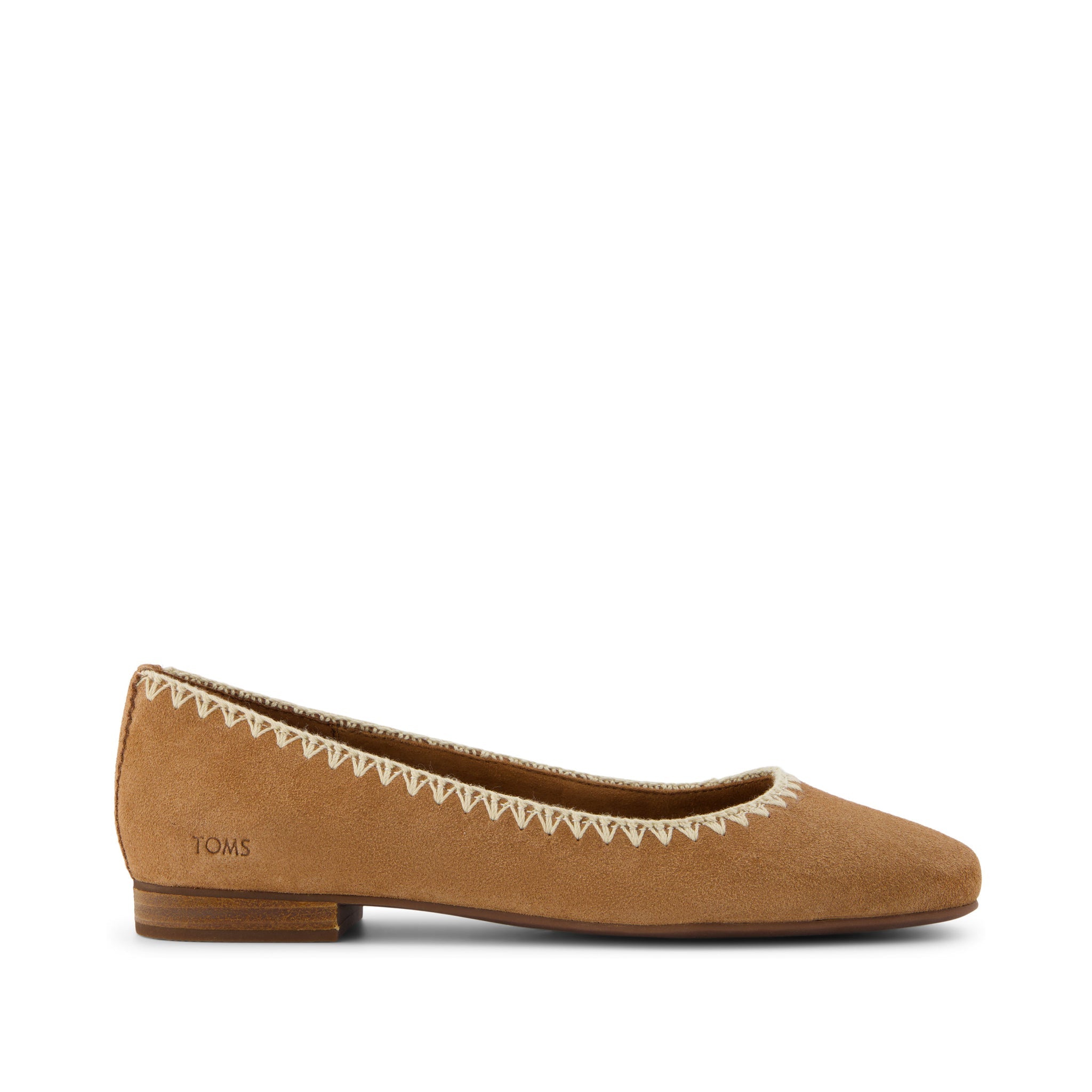 Briella Brown Deco Stitch Suede Flat Side View