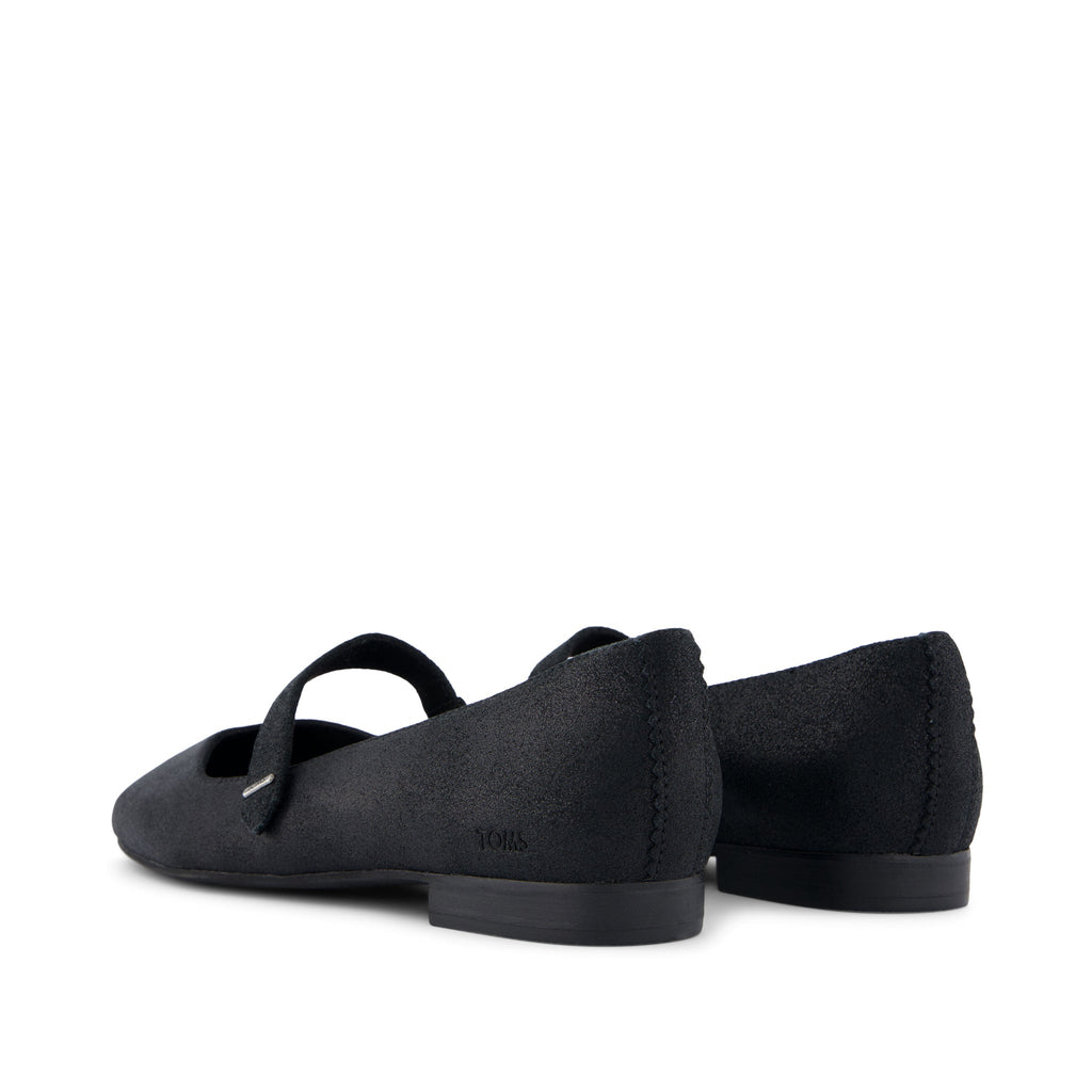 Bianca Black Metallic Suede Flat Back View
