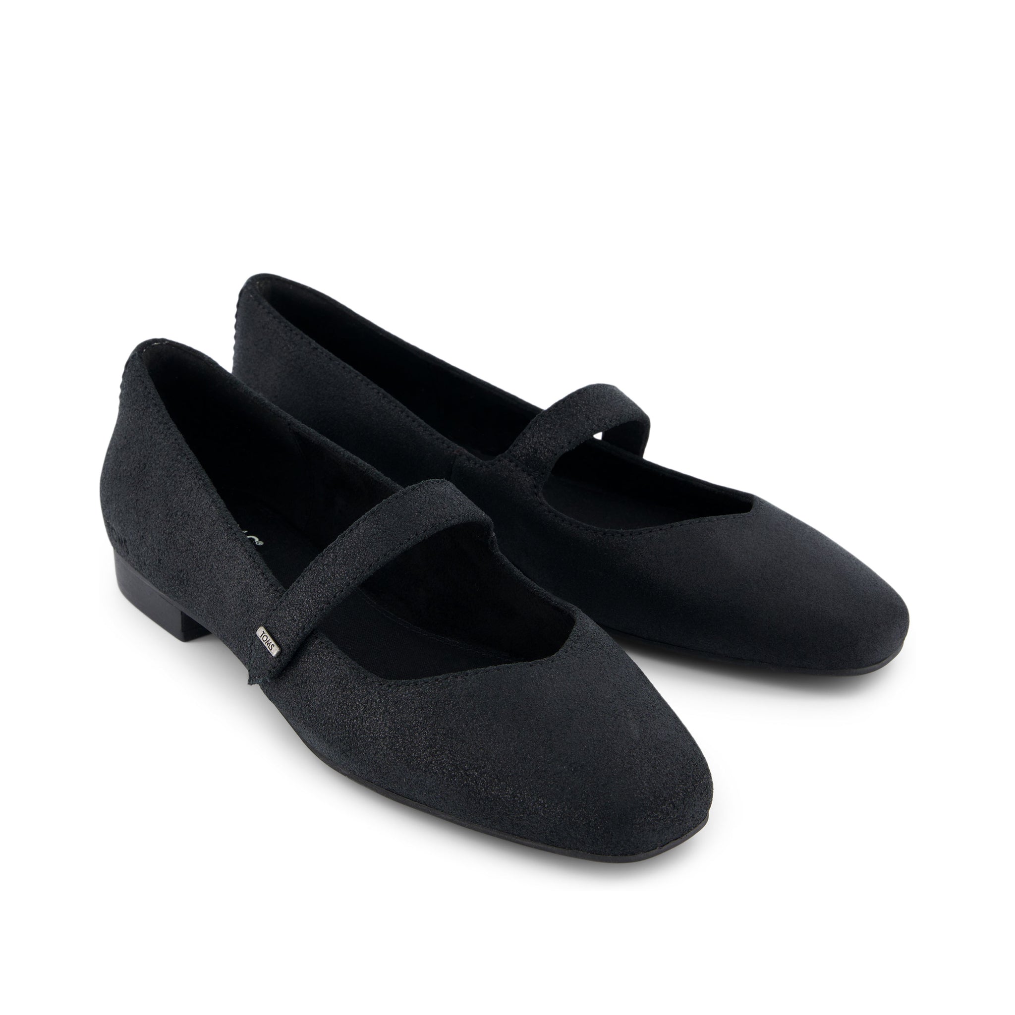 Bianca Black Metallic Suede Flat Front View