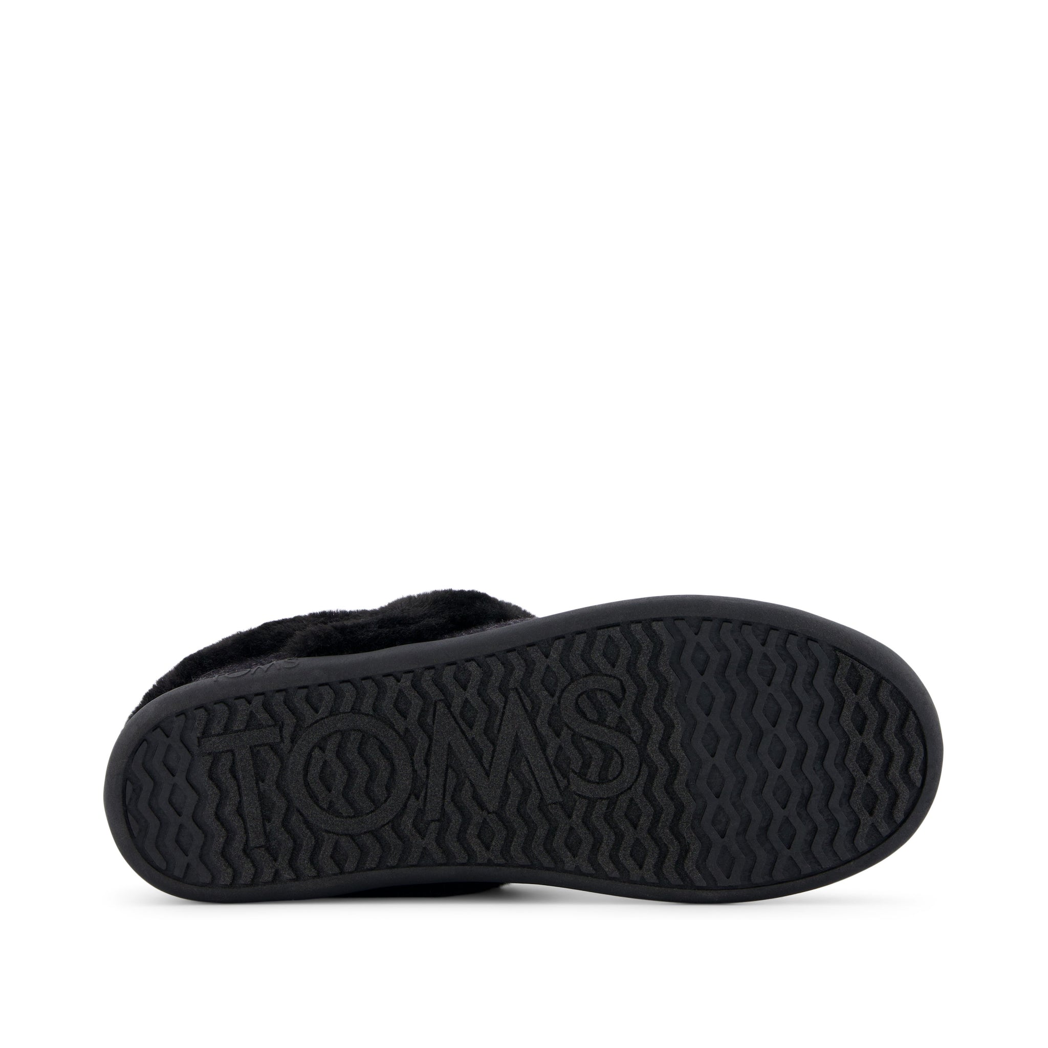 Oslo Covertible Slipper - Black Cozy Herringbone Bottom Sole View