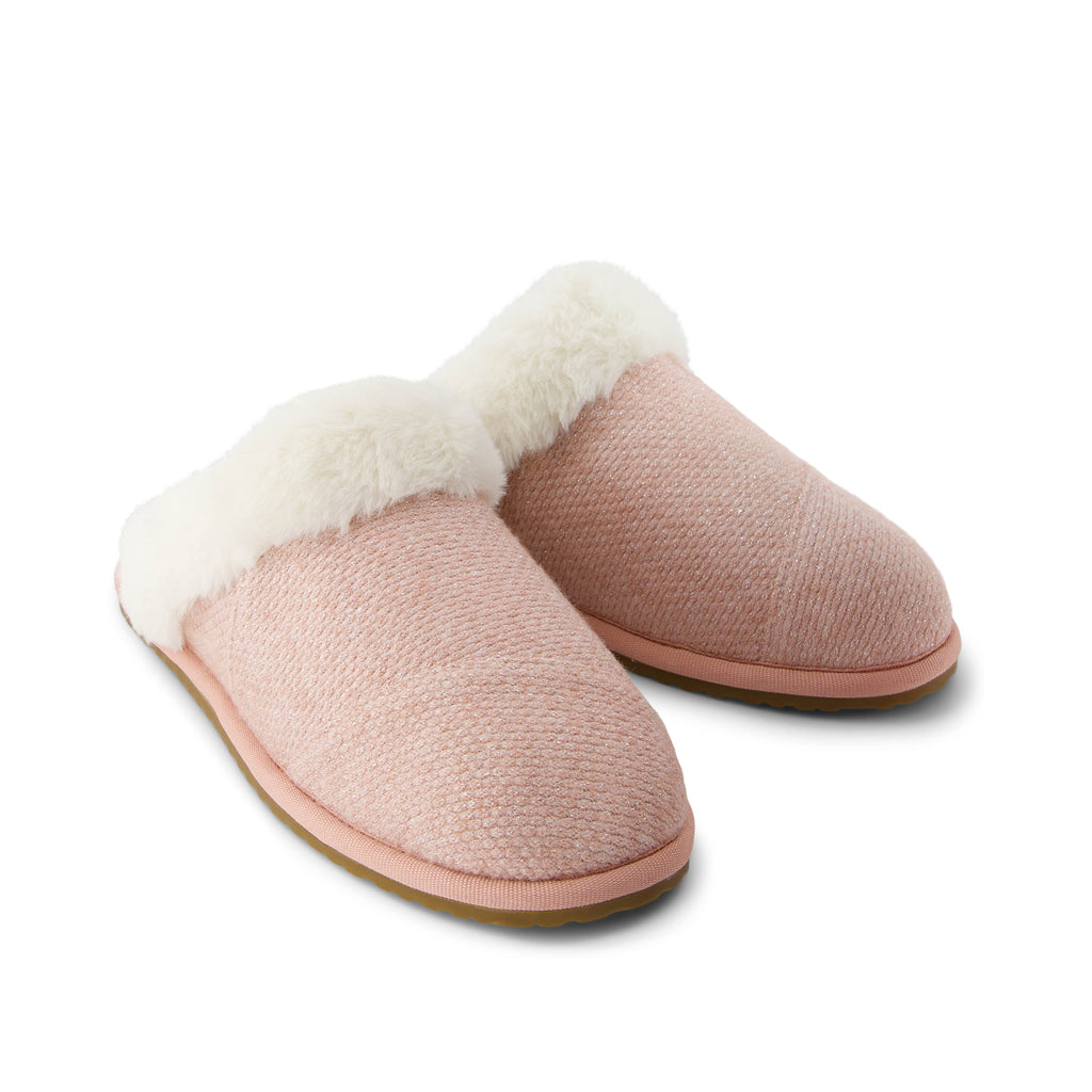 Valerie Slipper - Vintage Pink Sparkle Knit Front View
