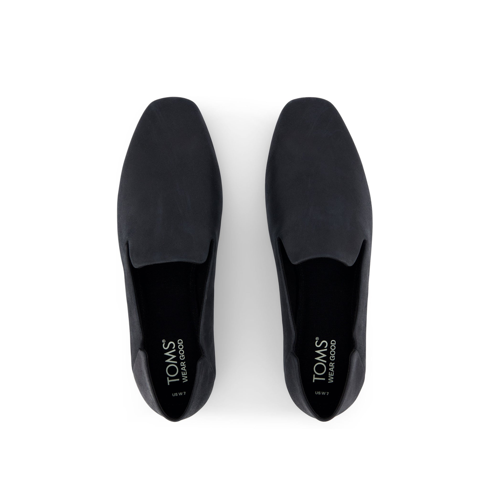Lara Black Leather Flat Top View