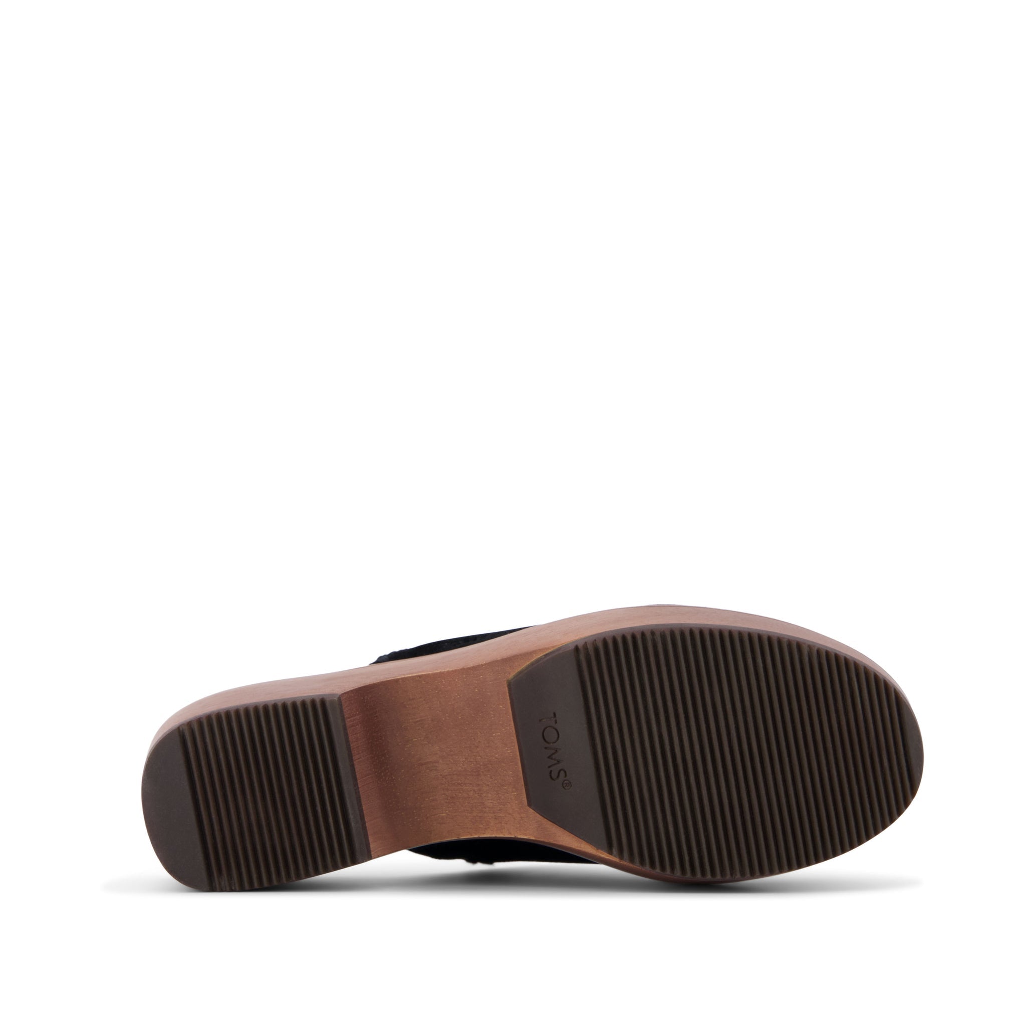 Addison Black Suede Deco Stitch Clog Heel Bottom Sole View