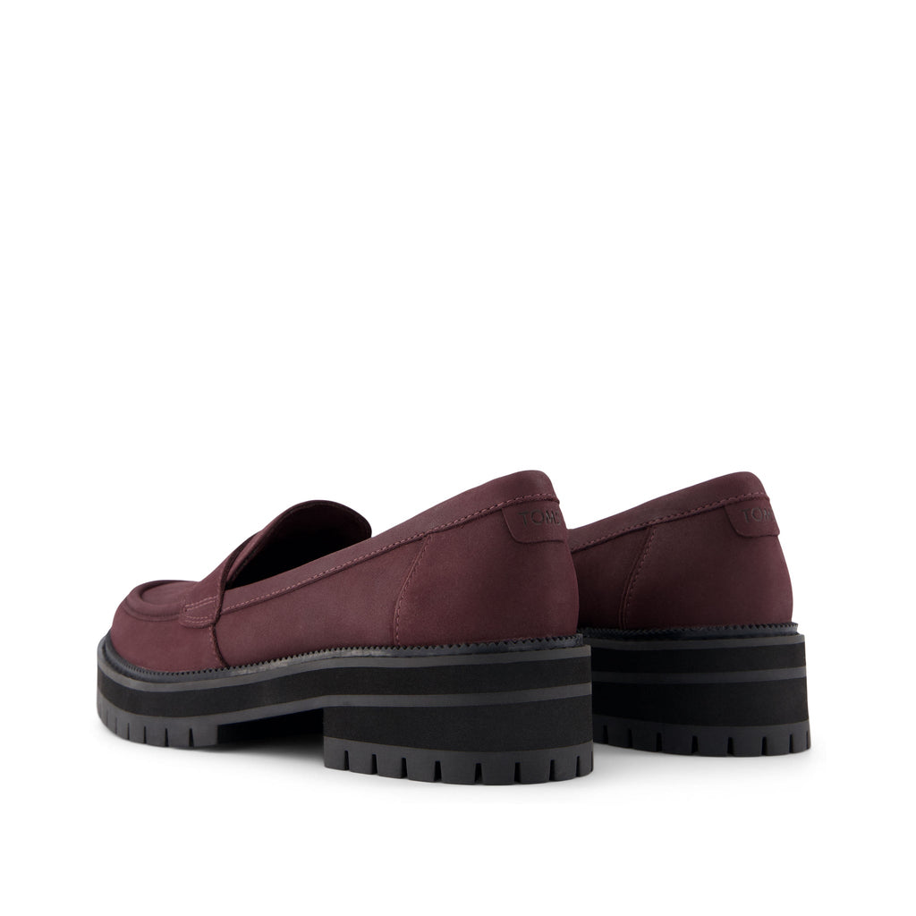 Cara Blackberry Leather Loafer Back View