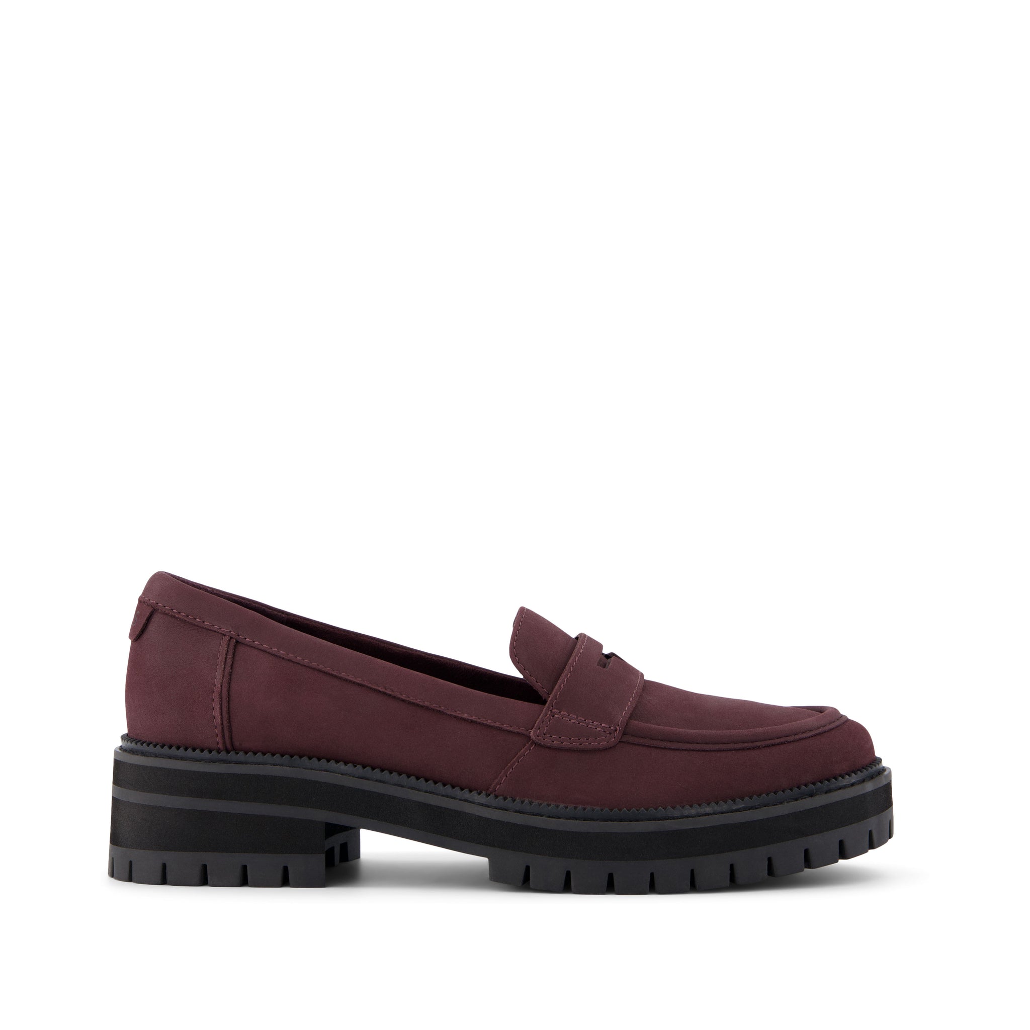 Cara Blackberry Leather Loafer Side View