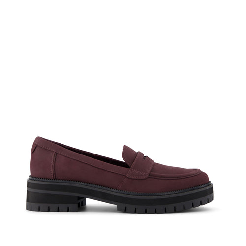 Cara Blackberry Leather Loafer Side View
