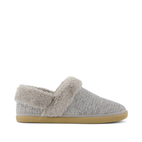 Oslo Covertible Slipper - Drizzle Grey Cozy Herringbone Side View