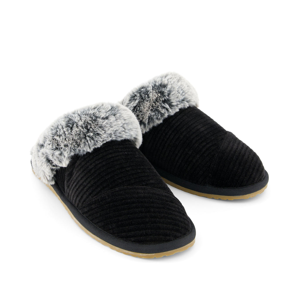 Valerie Slipper - Black Rib Knit Front View