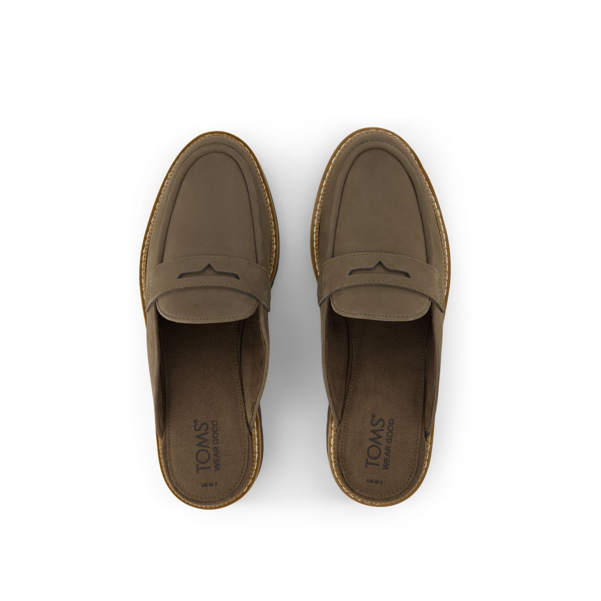 Cara Mule Olive Leather Loafer Top View