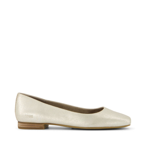 Briella Champagne Metallic Suede Flat Side View