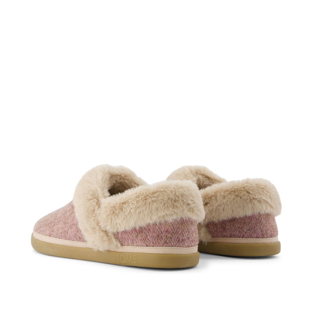 Oslo Covertible Slipper - Vintage Pink Cozy Herringbone Back View