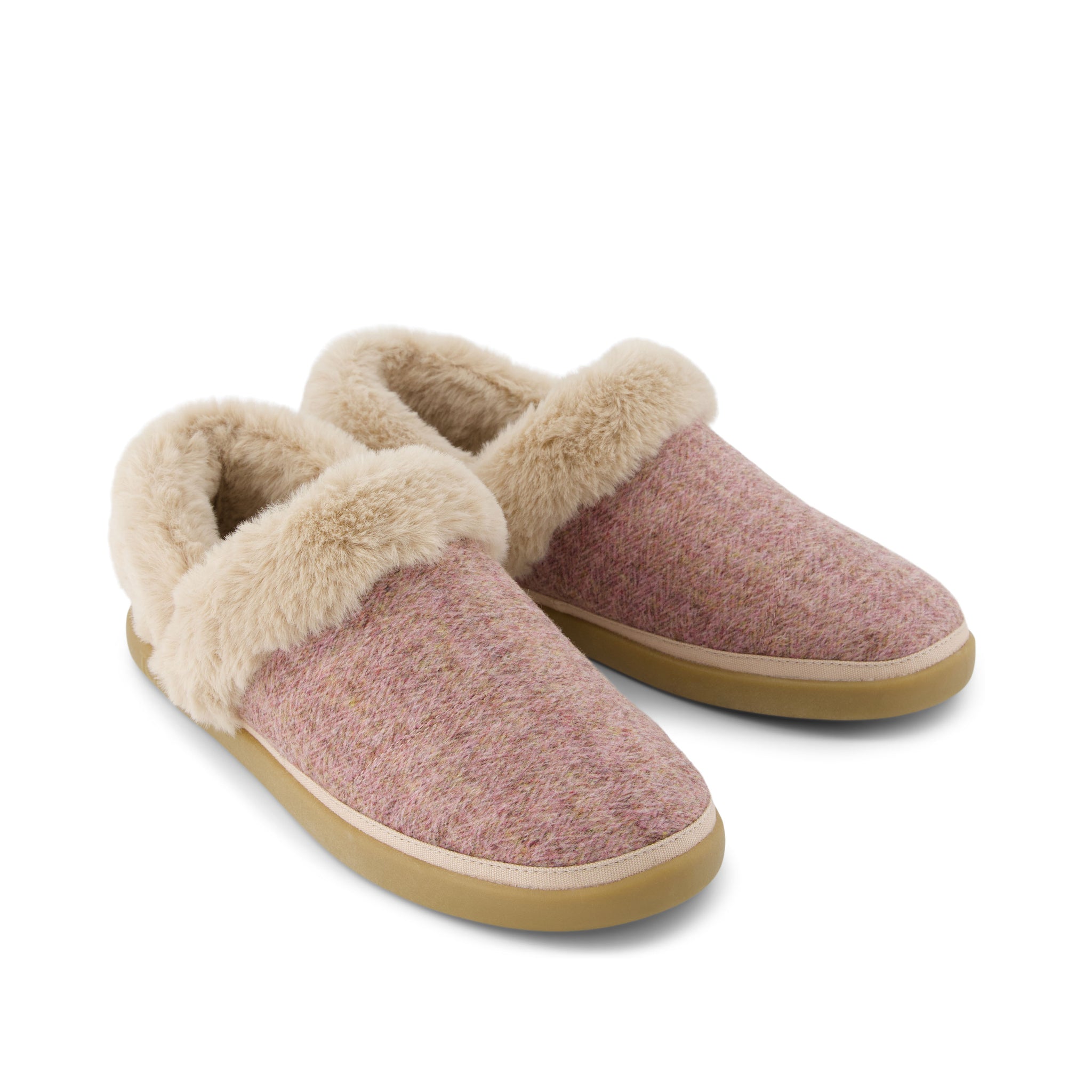 Oslo Covertible Slipper - Vintage Pink Cozy Herringbone Front View