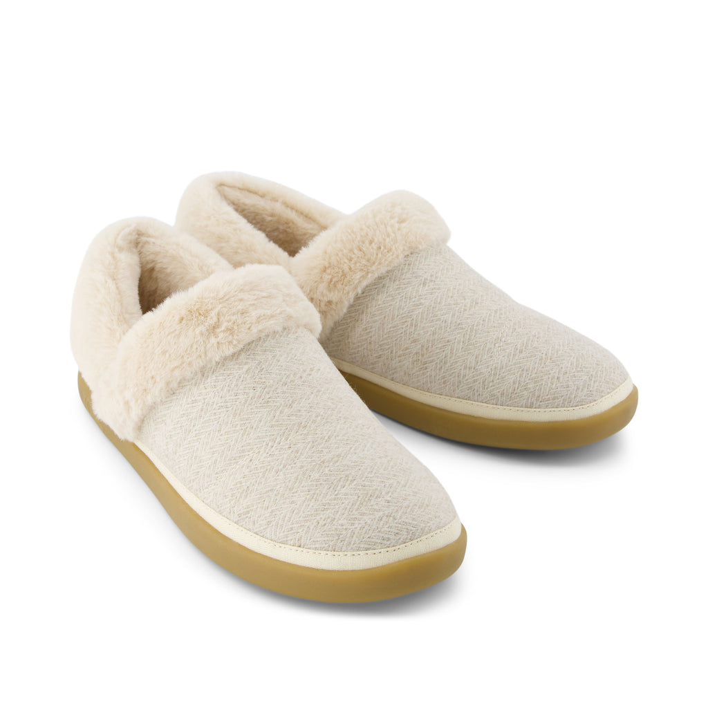 Oslo Covertible Slipper - Birch Cozy Herringbone Front View