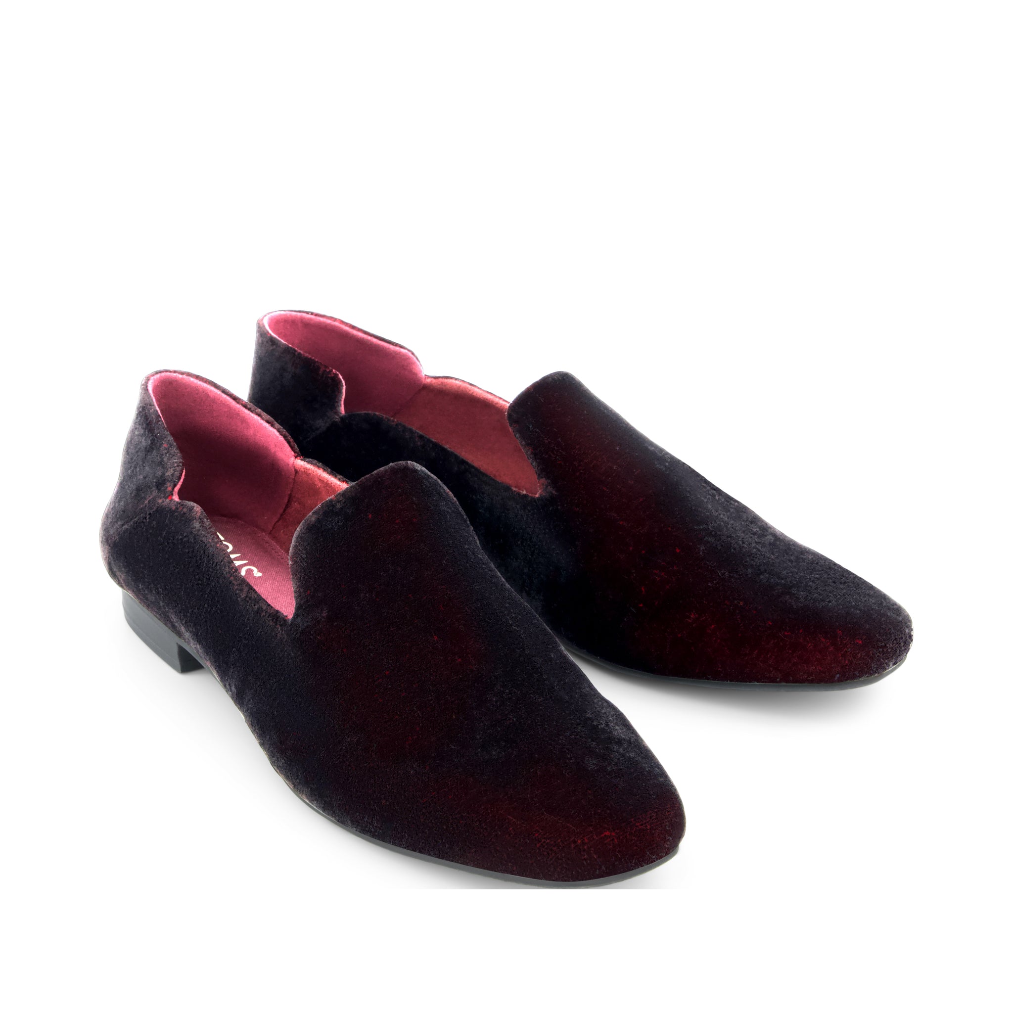 Lara Flat - Deep Burgundy Jewel Velvet Front View