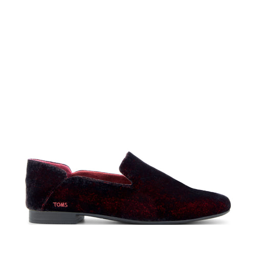 Lara Flat - Deep Burgundy Jewel Velvet Side View