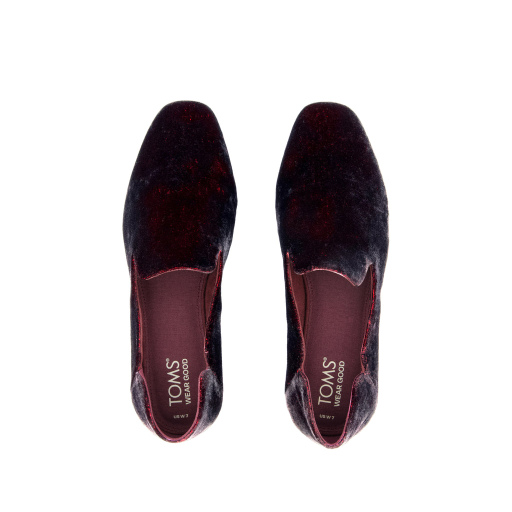 Lara Flat - Deep Burgundy Jewel Velvet Top View