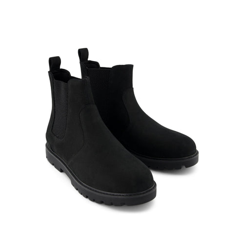 Griffin Black Water Resistant Leather Boot Front View