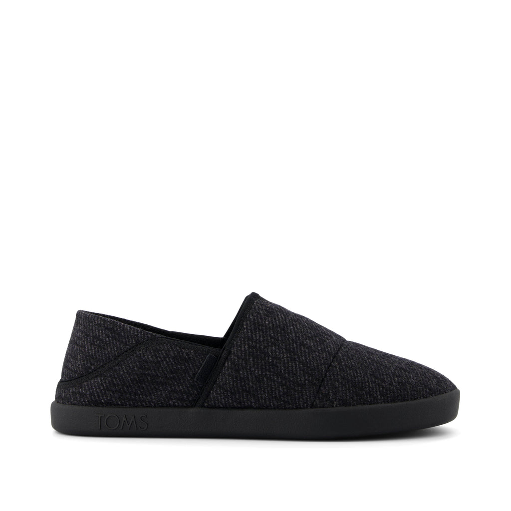 Camden Convertible Slipper - Black Cozy Twill Side View