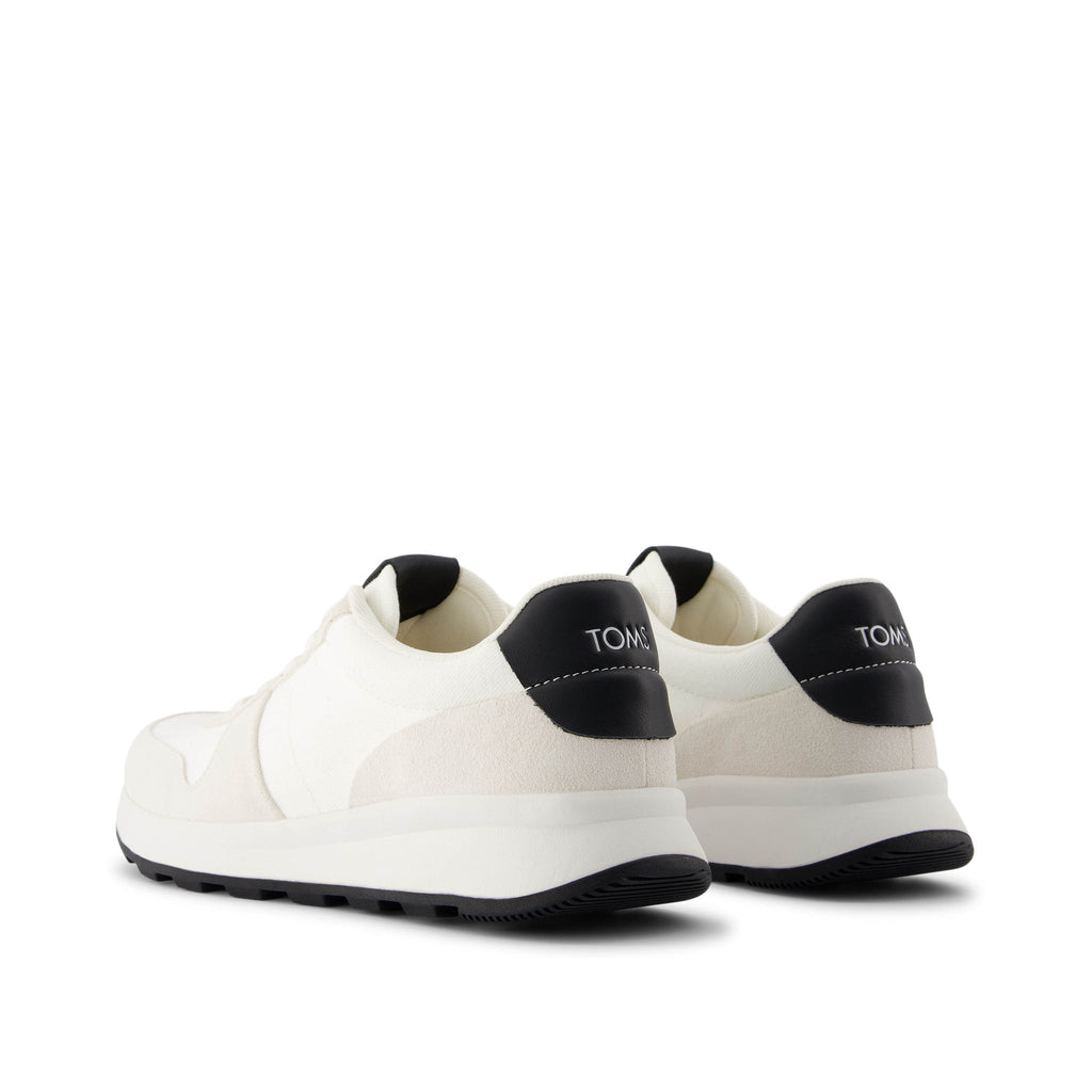 TRVL Lite Retro Runner White Suede Water Repellent Sneaker Back View