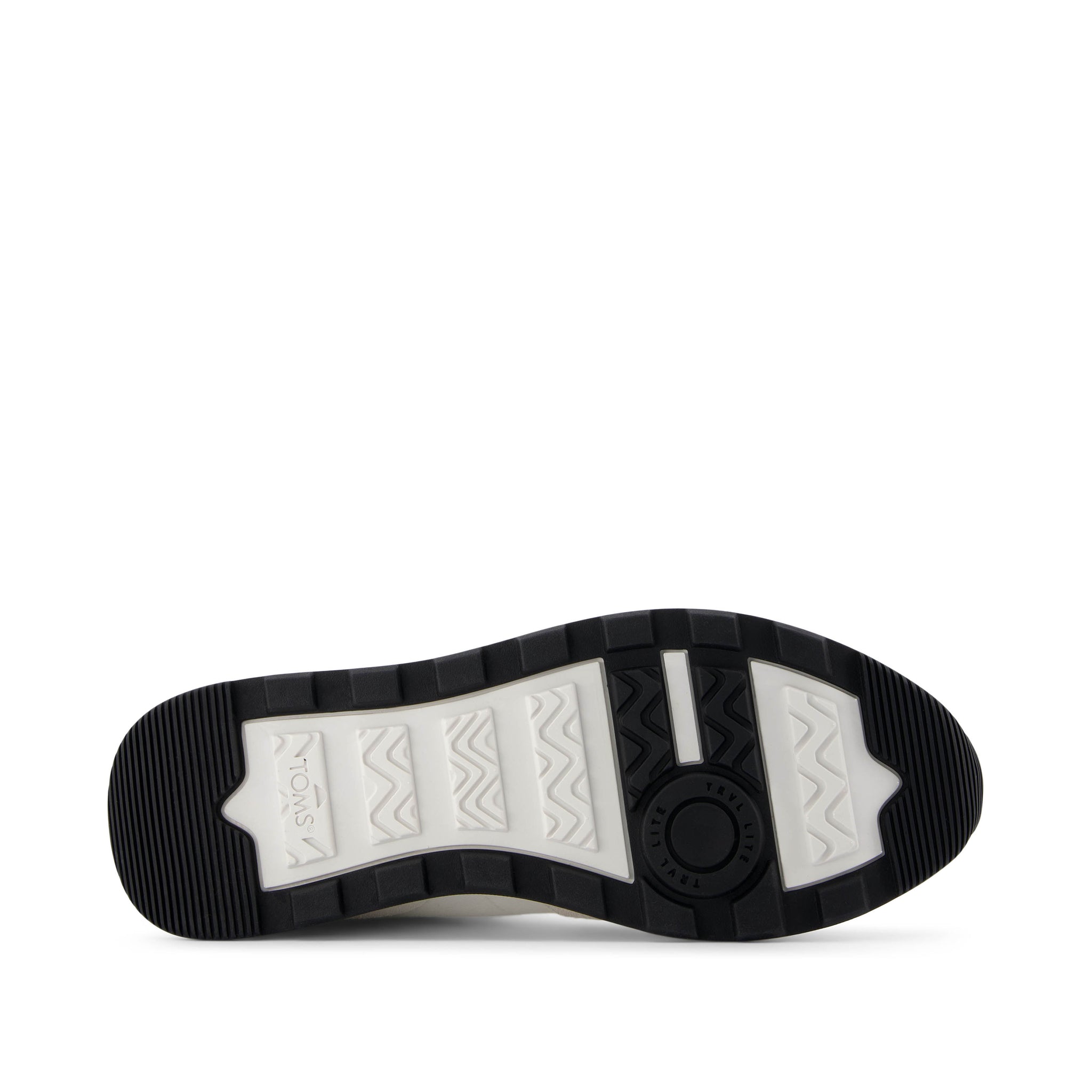 TRVL Lite Retro Runner White Suede Water Repellent Sneaker Bottom Sole View