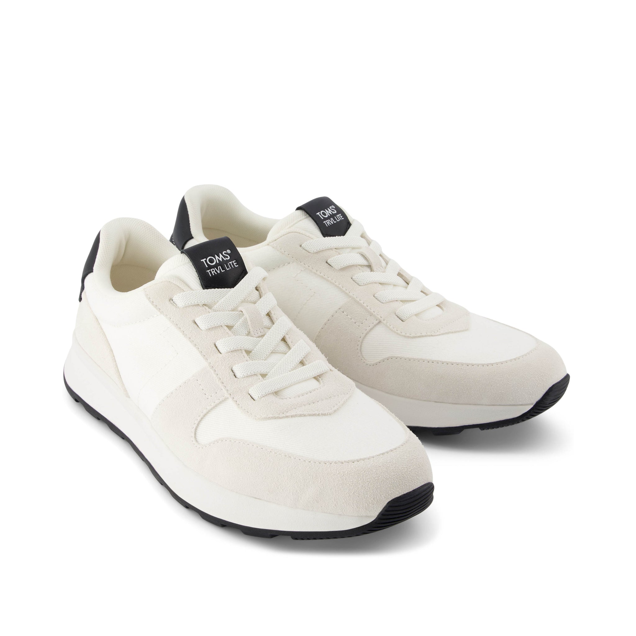 TRVL Lite Retro Runner White Suede Water Repellent Sneaker Front View