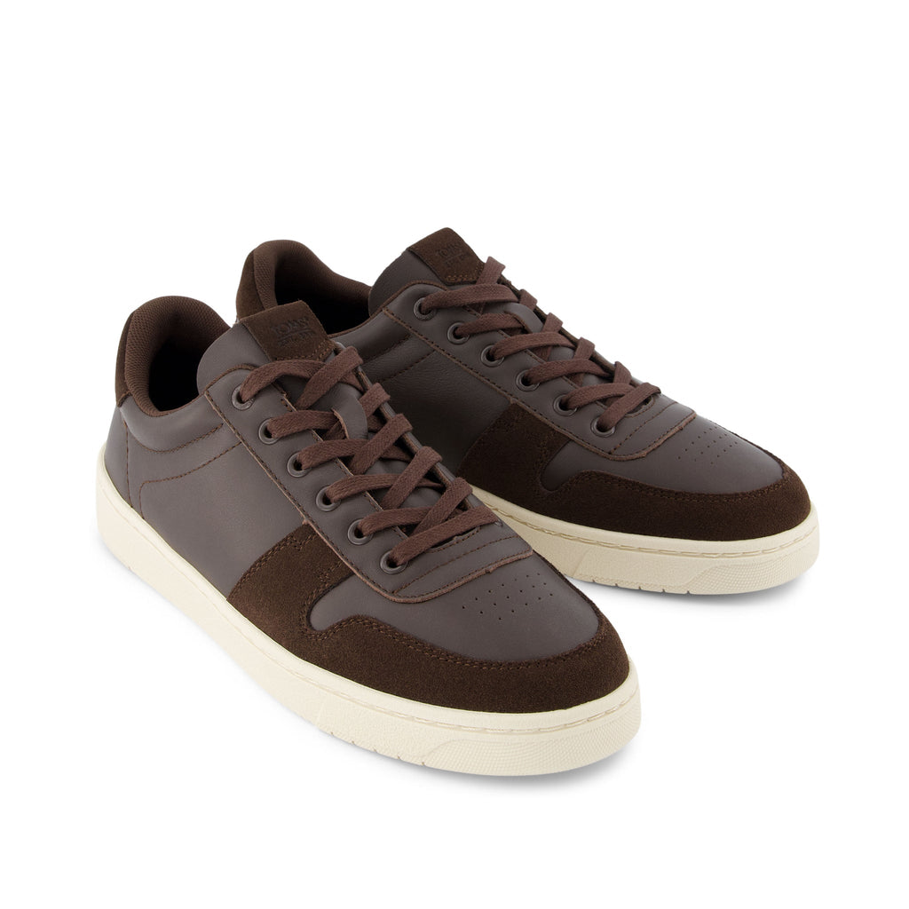 TRVL LITE Court Brown Leather Sneaker Front View