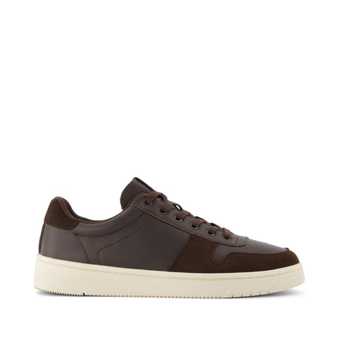 TRVL LITE Court Brown Leather Sneaker Side View