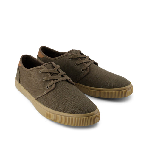 Carlo Olive Heritage Canvas Lace-Up Sneaker Front View