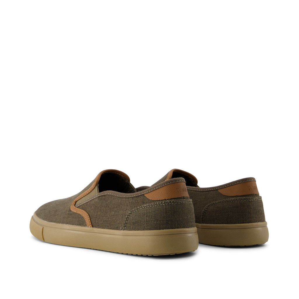 Baja Olive Heritage Canvas Slip On Sneaker Back View