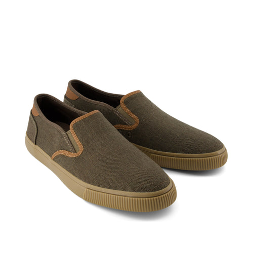 Baja Olive Heritage Canvas Slip On Sneaker Front View