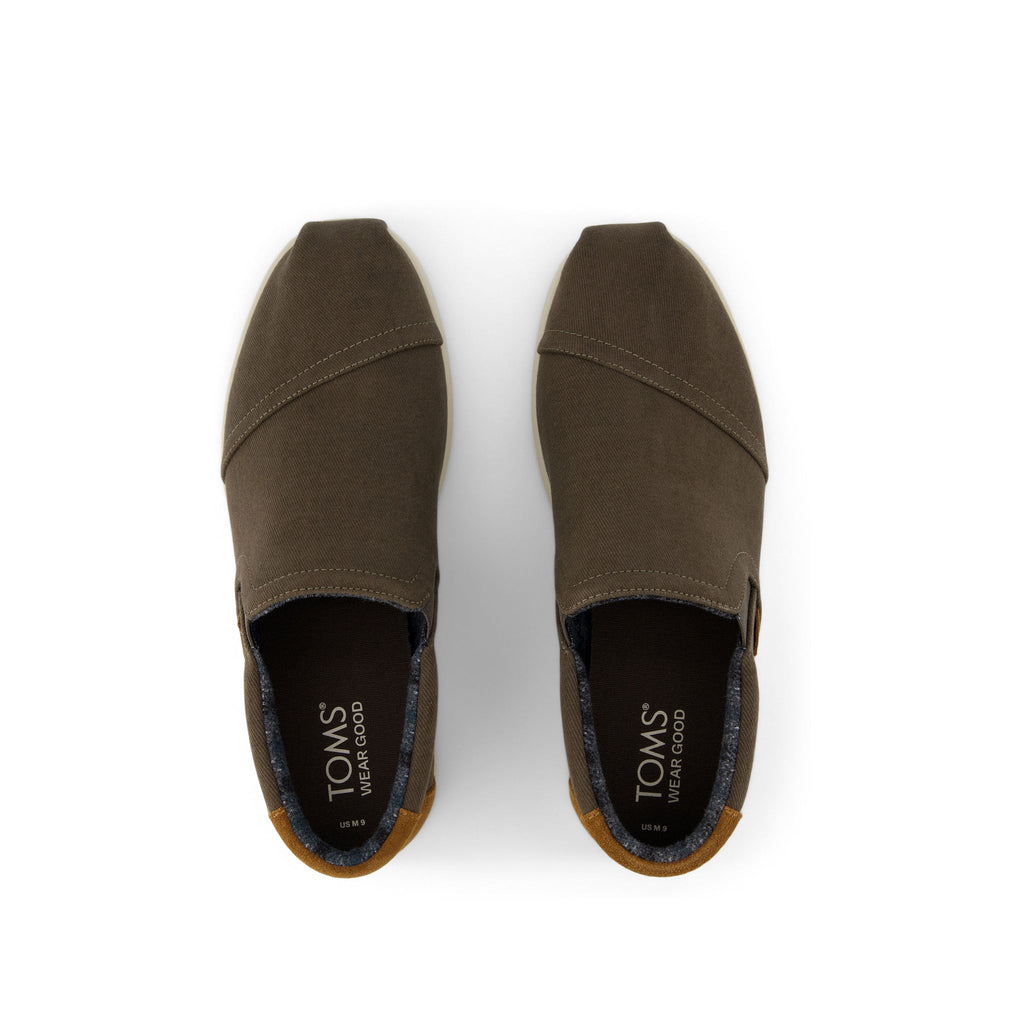 Alp Fwd Mid Olive Vintage Twill Slip On Espadrille Top View