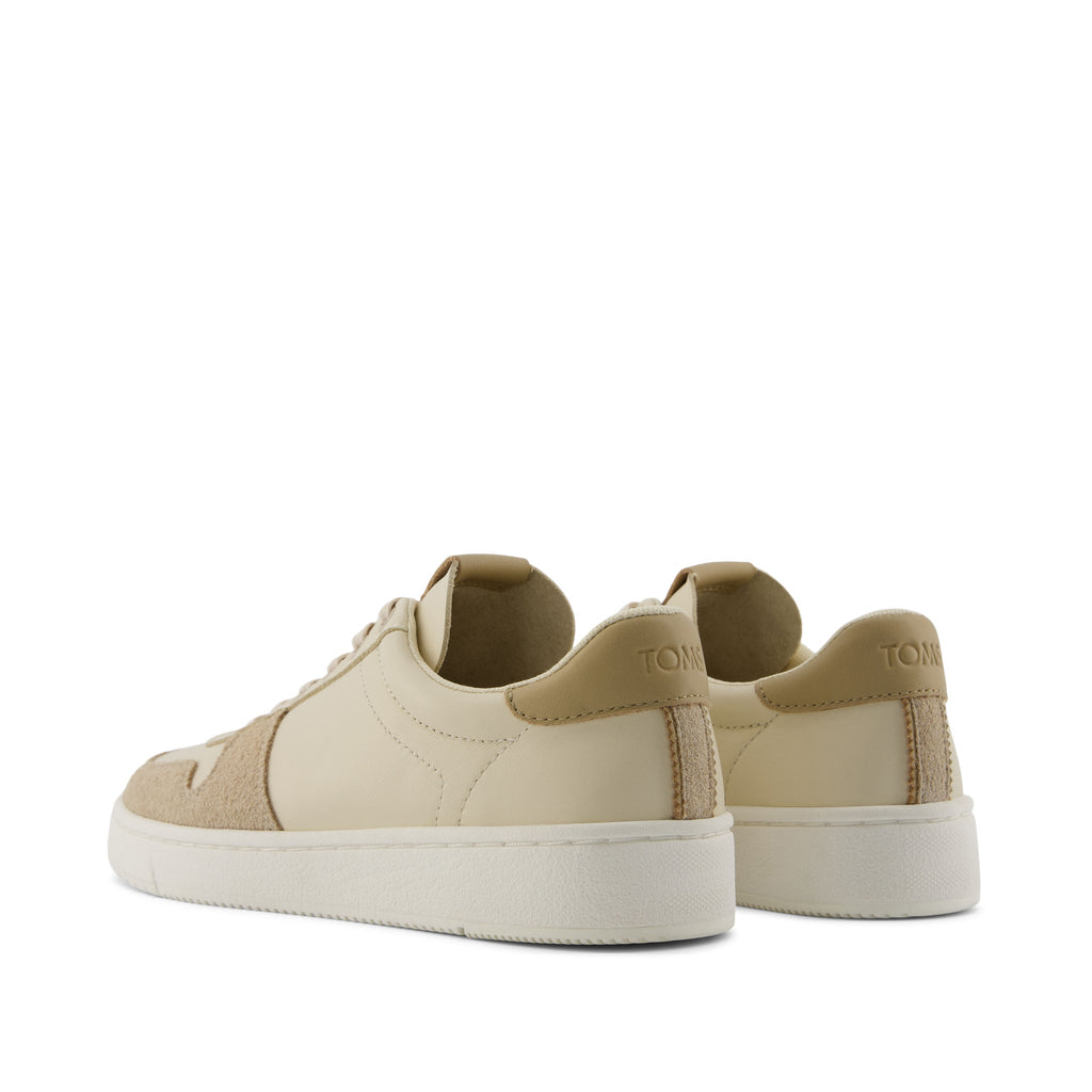TRVL LITE Court Beige Leather Sneaker Back View