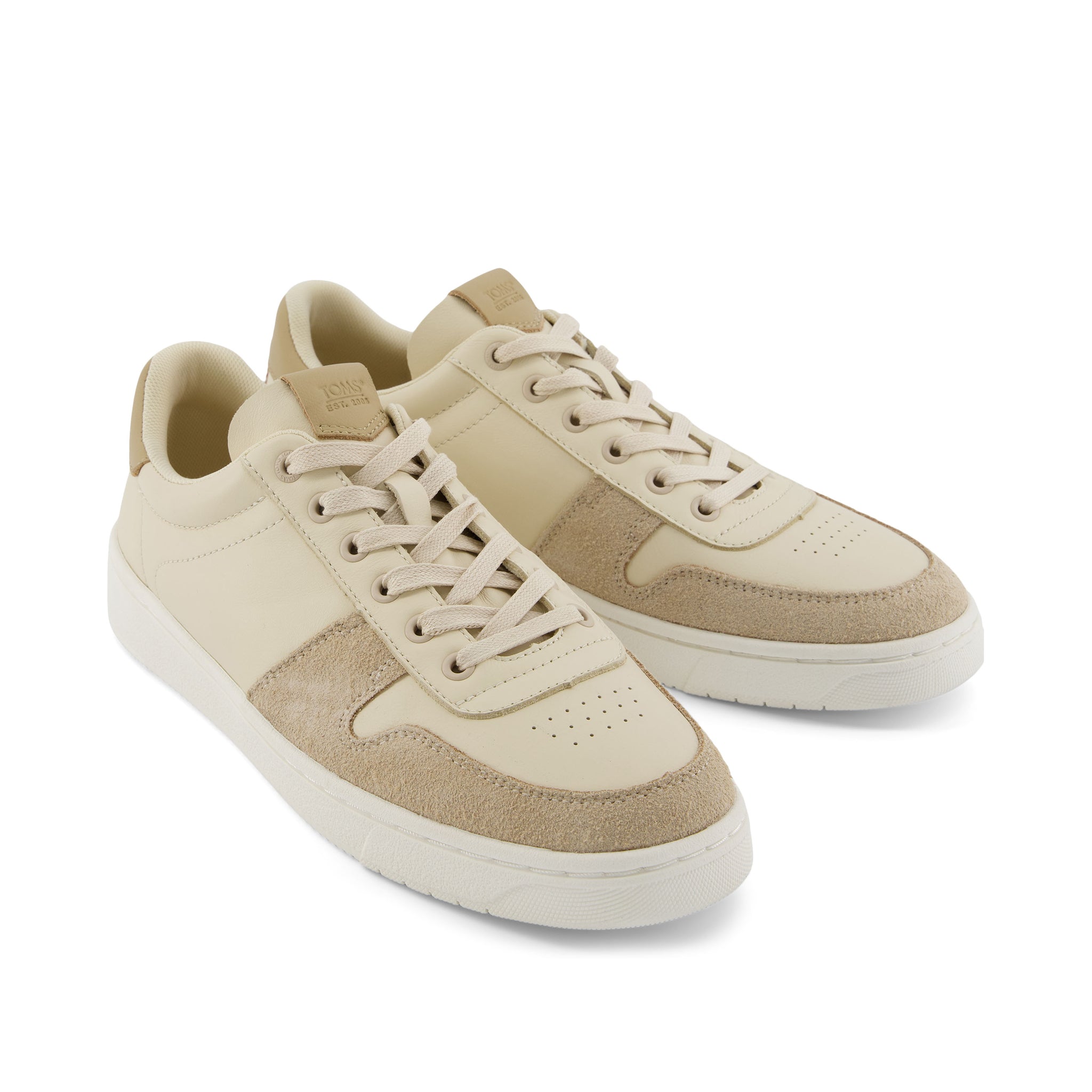 TRVL LITE Court Beige Leather Sneaker Front View