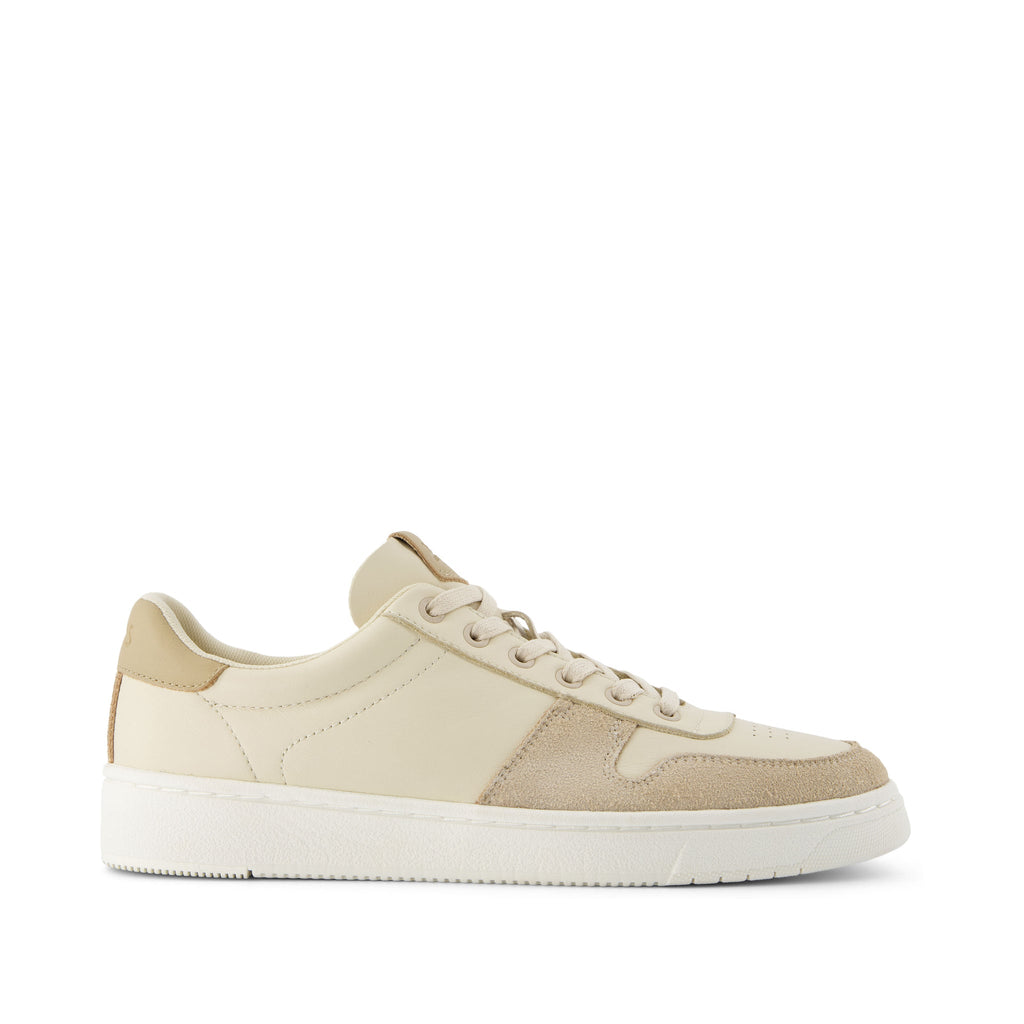 TRVL LITE Court Beige Leather Sneaker Side View