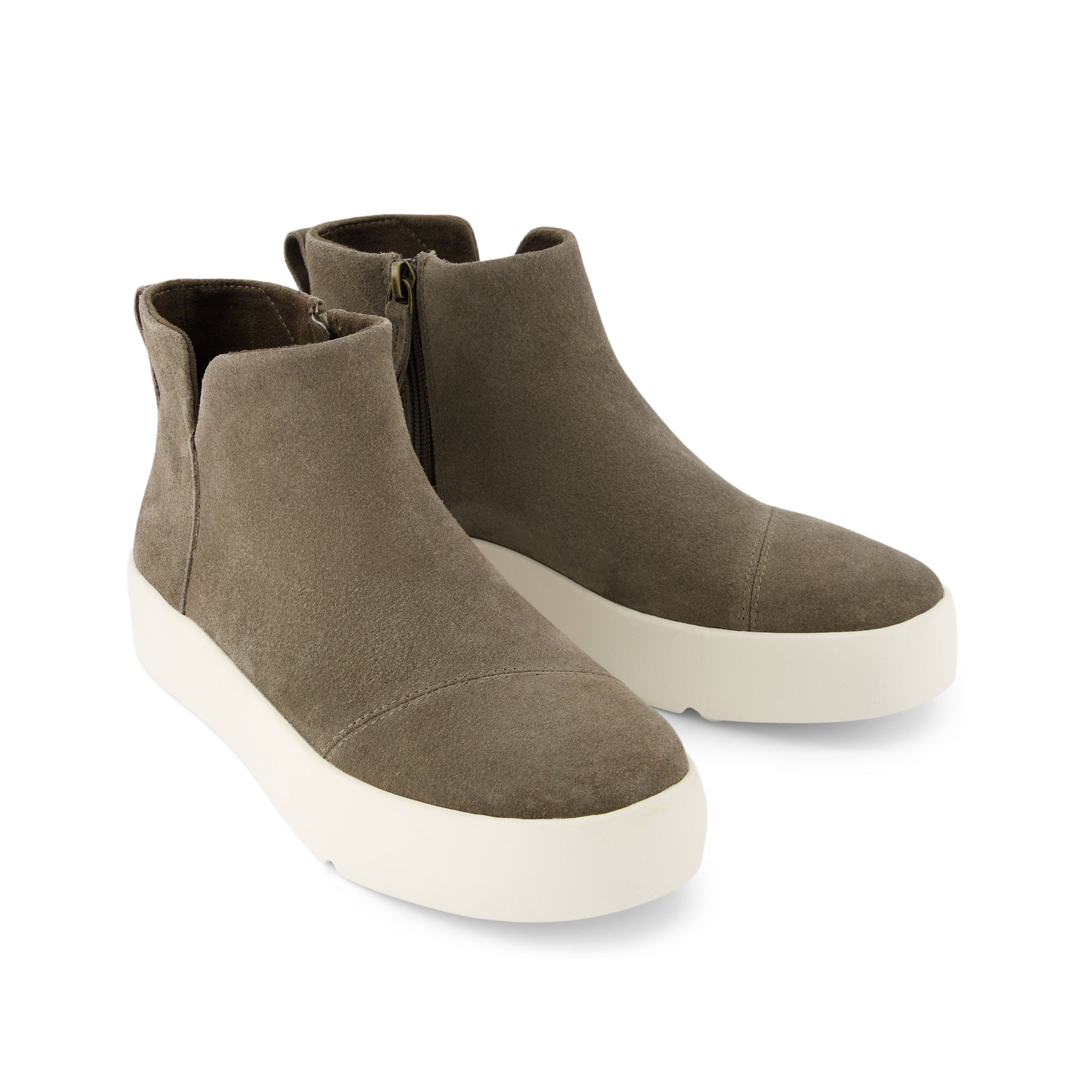 Verona Mid Platform Sneaker - Canteen Suede Front View