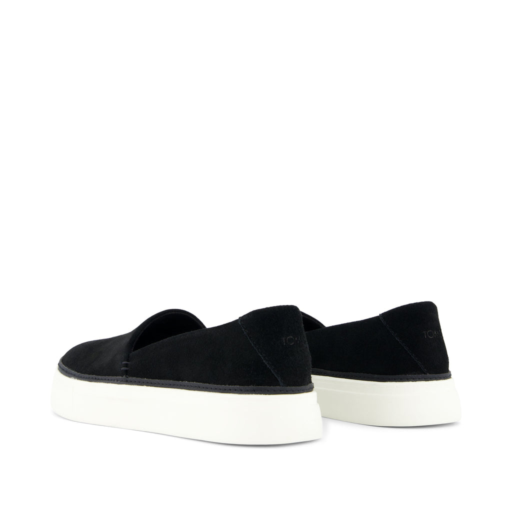 Kameron Black Suede Slip On Sneaker Back View