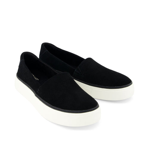 Kameron Black Suede Slip On Sneaker Front View