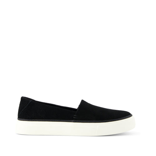 Kameron Black Suede Slip On Sneaker Side View
