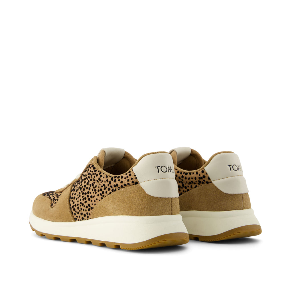 TRVL LITE Retro Runner Brown Mini Cheetah Water Repellent Sneaker Back View
